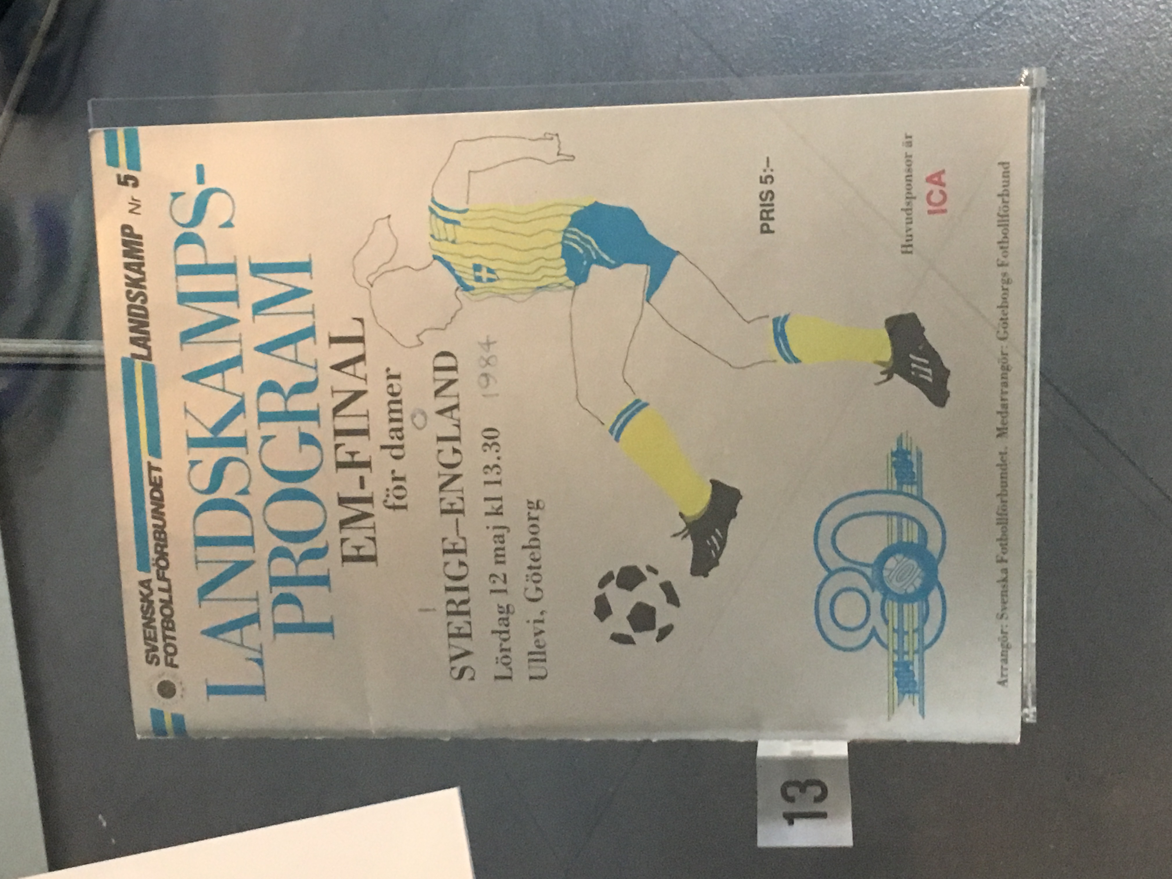 A programme for the final of the first women’s Euros in 1984, when England lost to Sweden