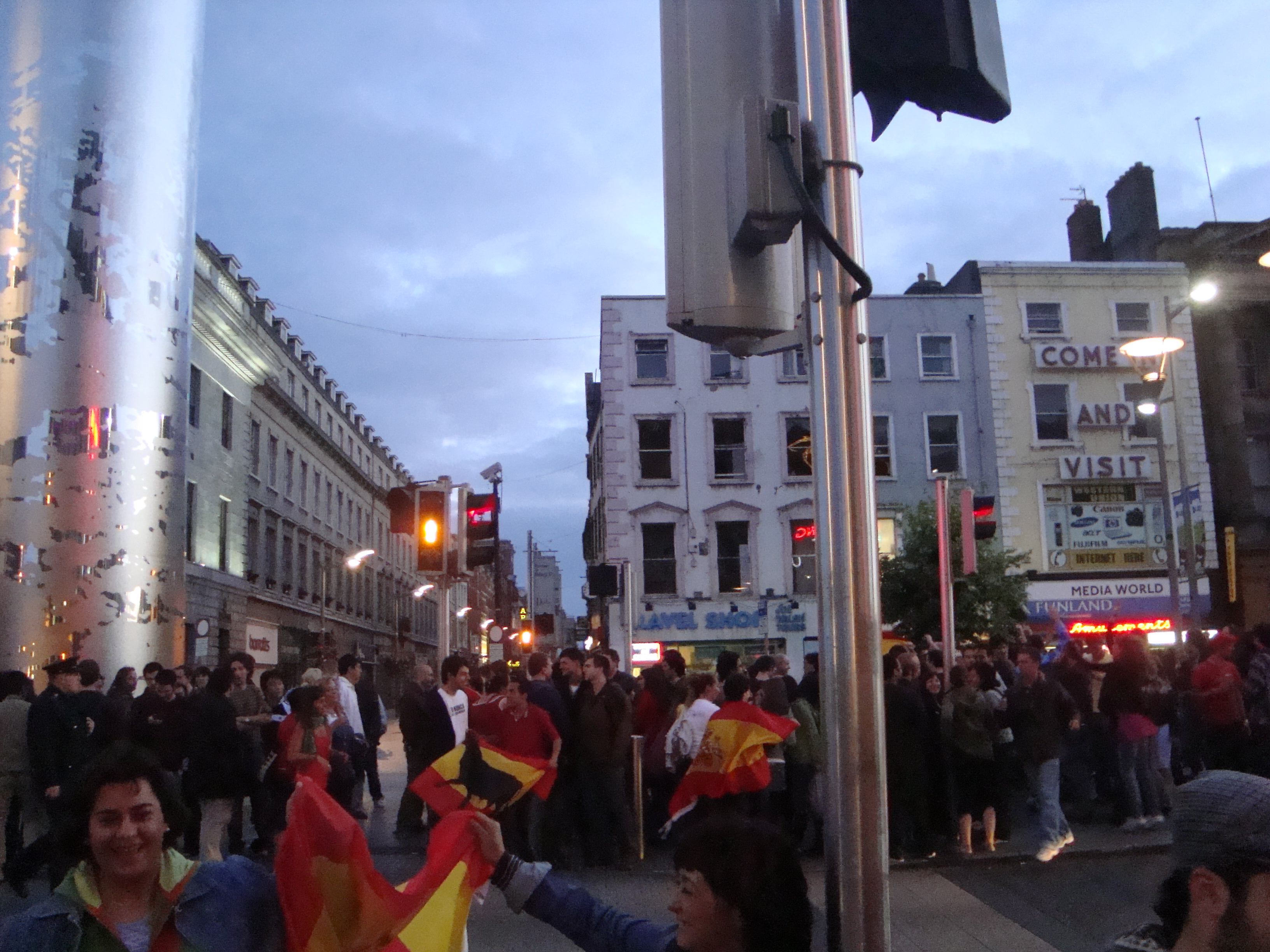 Spanish celebrations in Dublin after the victory over Germany at the final of the Euro 2008.