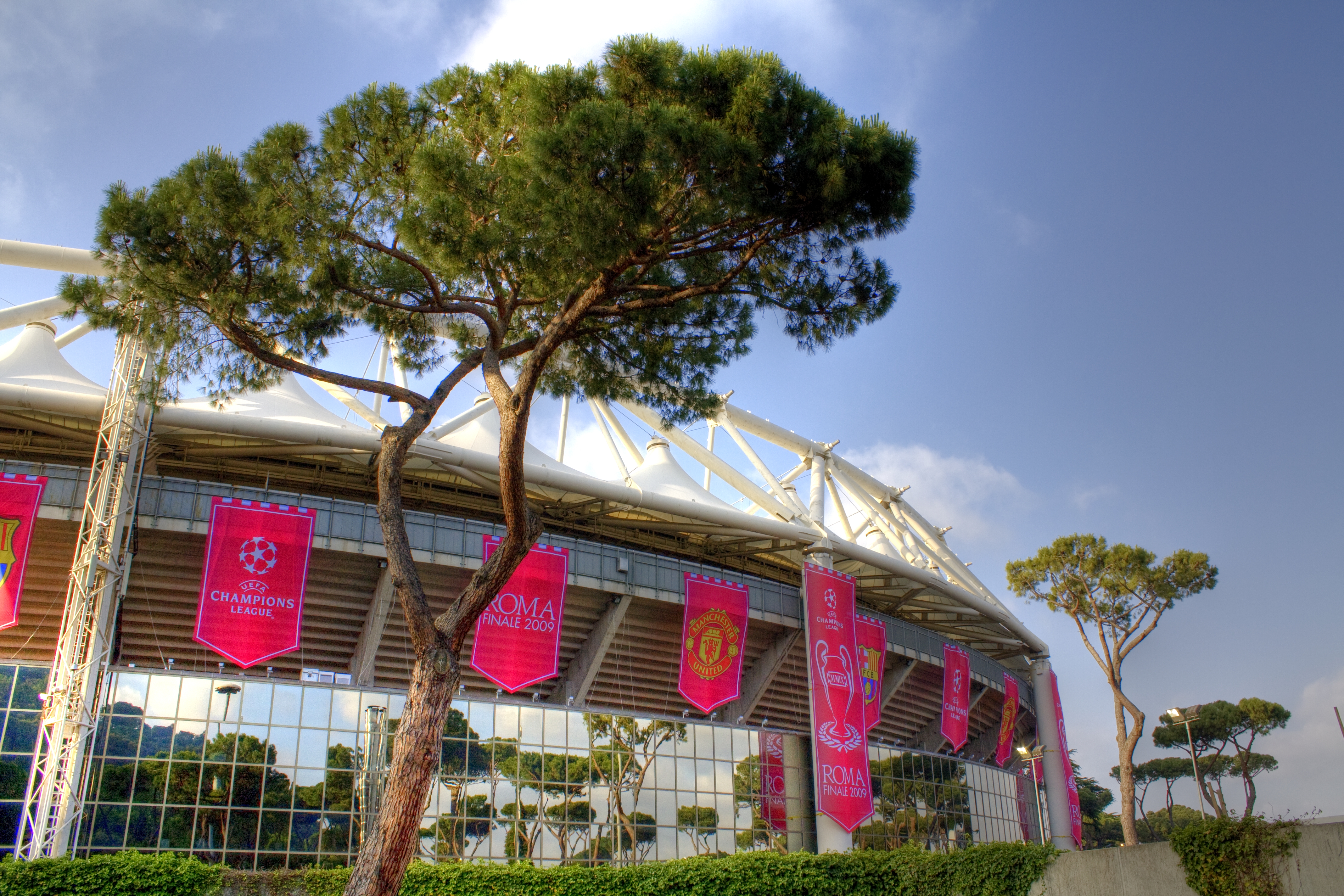 The façade of the Stadio Olimpico ready for the 2009 UEFA Champions League Final
