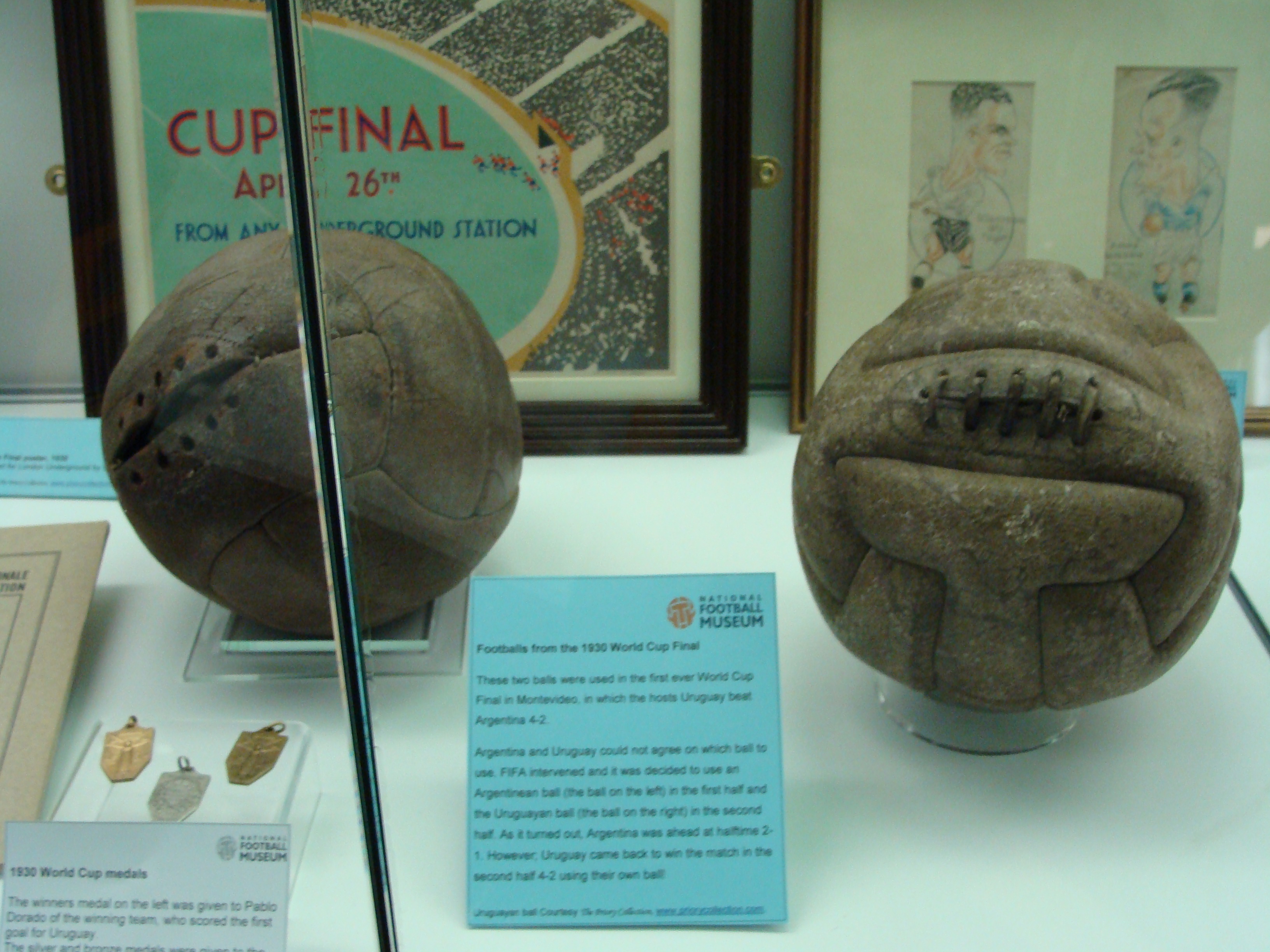 Balls from the 1930 World Cup final. File name has a mistake.
