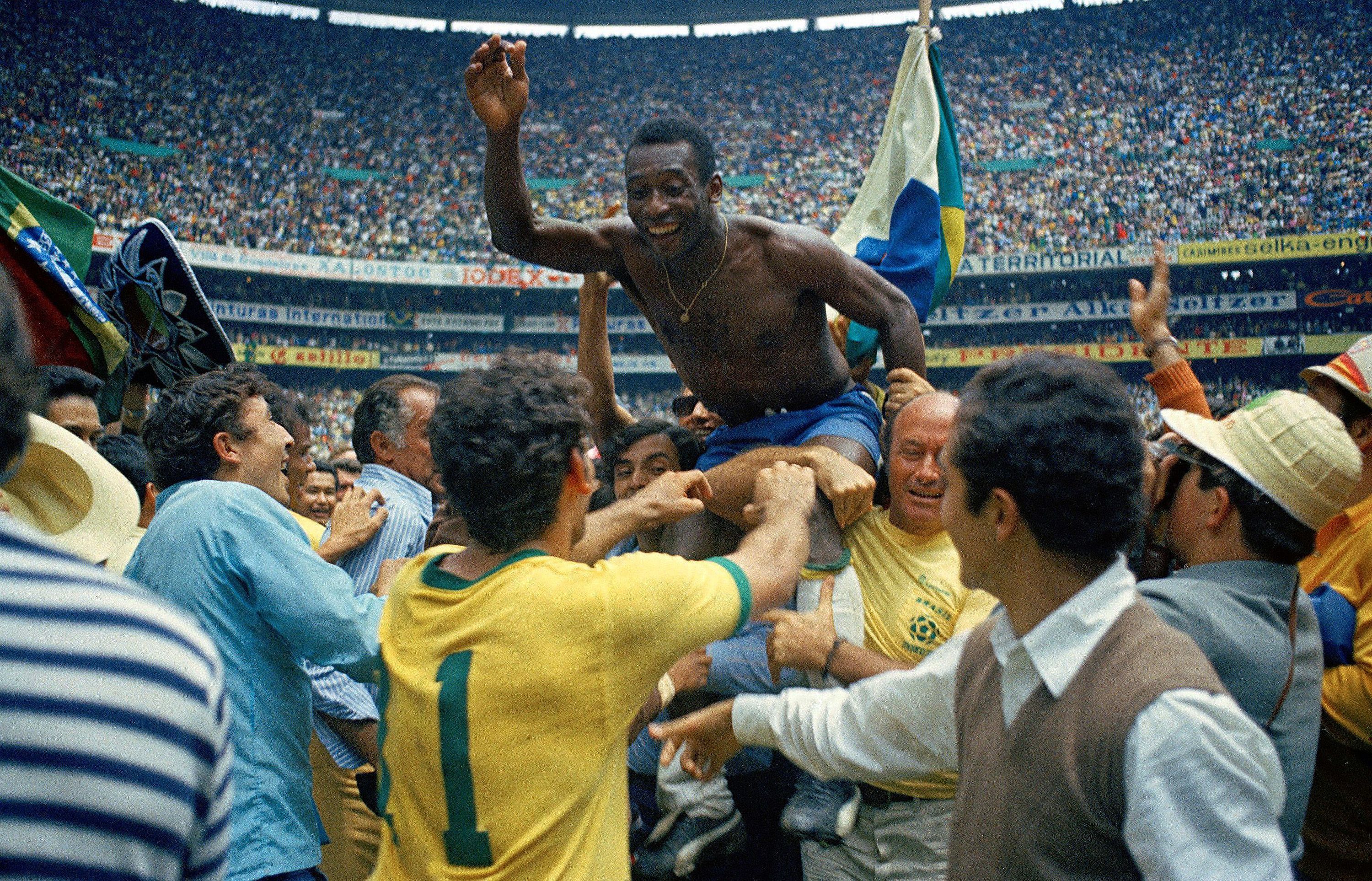 Pelé celebrating the World Cup