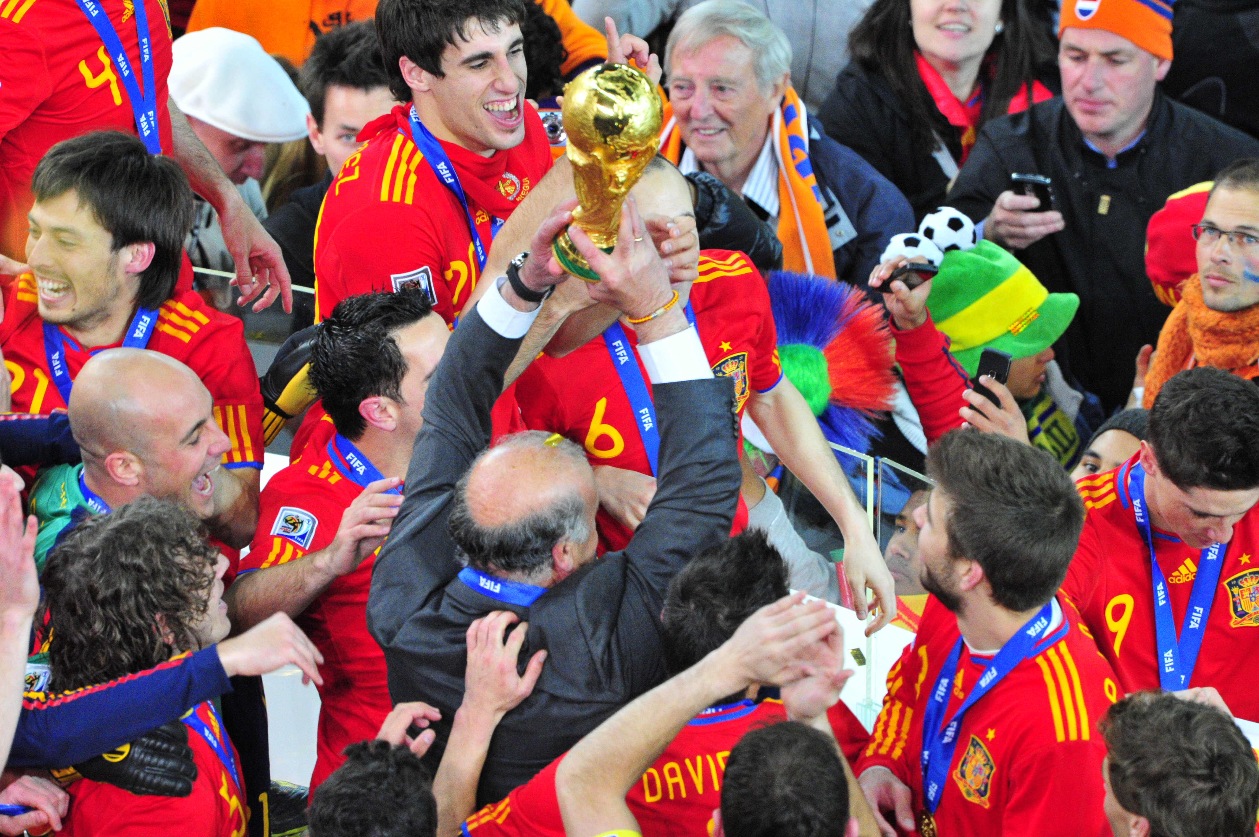 Spain with the cup after FIFA World Cup 2010 Final against Netherlands, 11 July 2010, Soccer City, Johannesburg